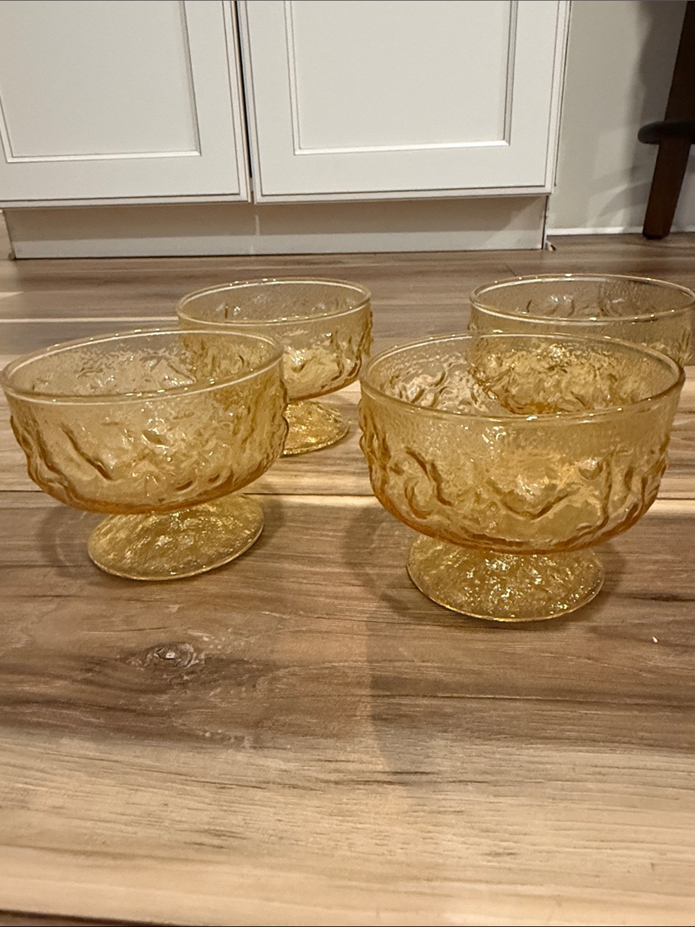 Set of 4 Textured Amber Glass Dessert Cups